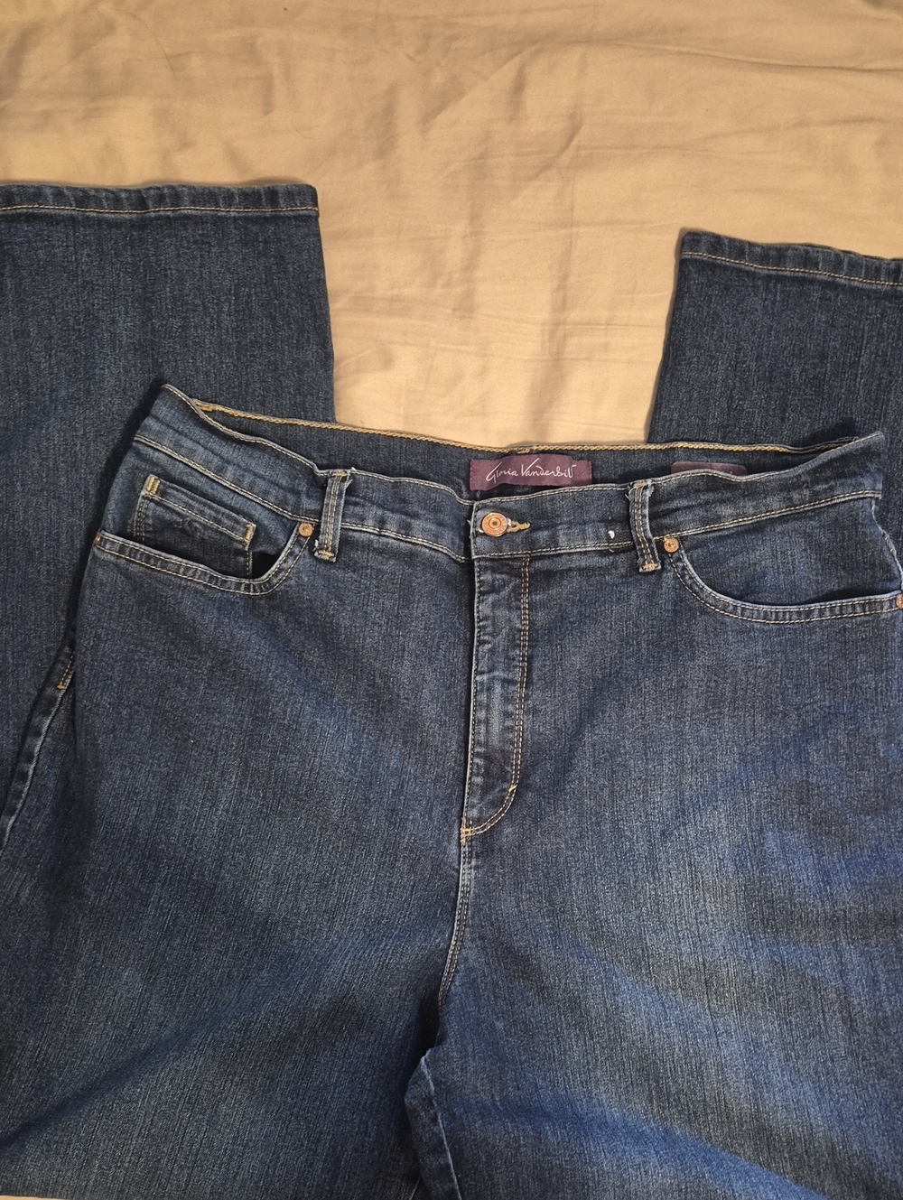 Gloria Vanderbilt Amanda Straight Leg Jeans in Dark Blue Wash SZ 18